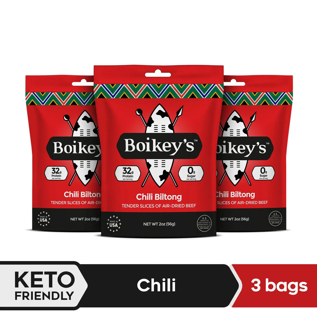 3 Pack Healthy Boikey's Chili Biltong Beef Jerky Box
