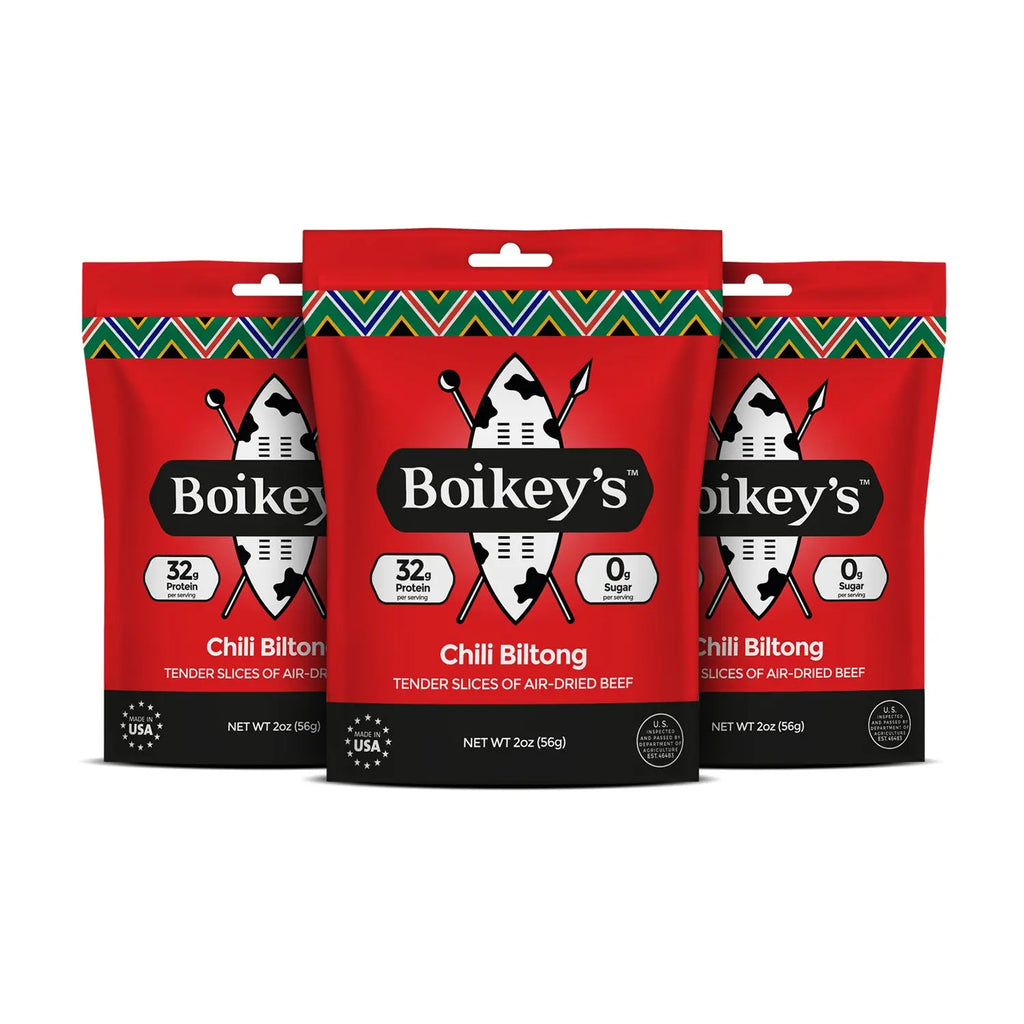 3 Pack Healthy Boikey's Chili Biltong Beef Jerky Box
