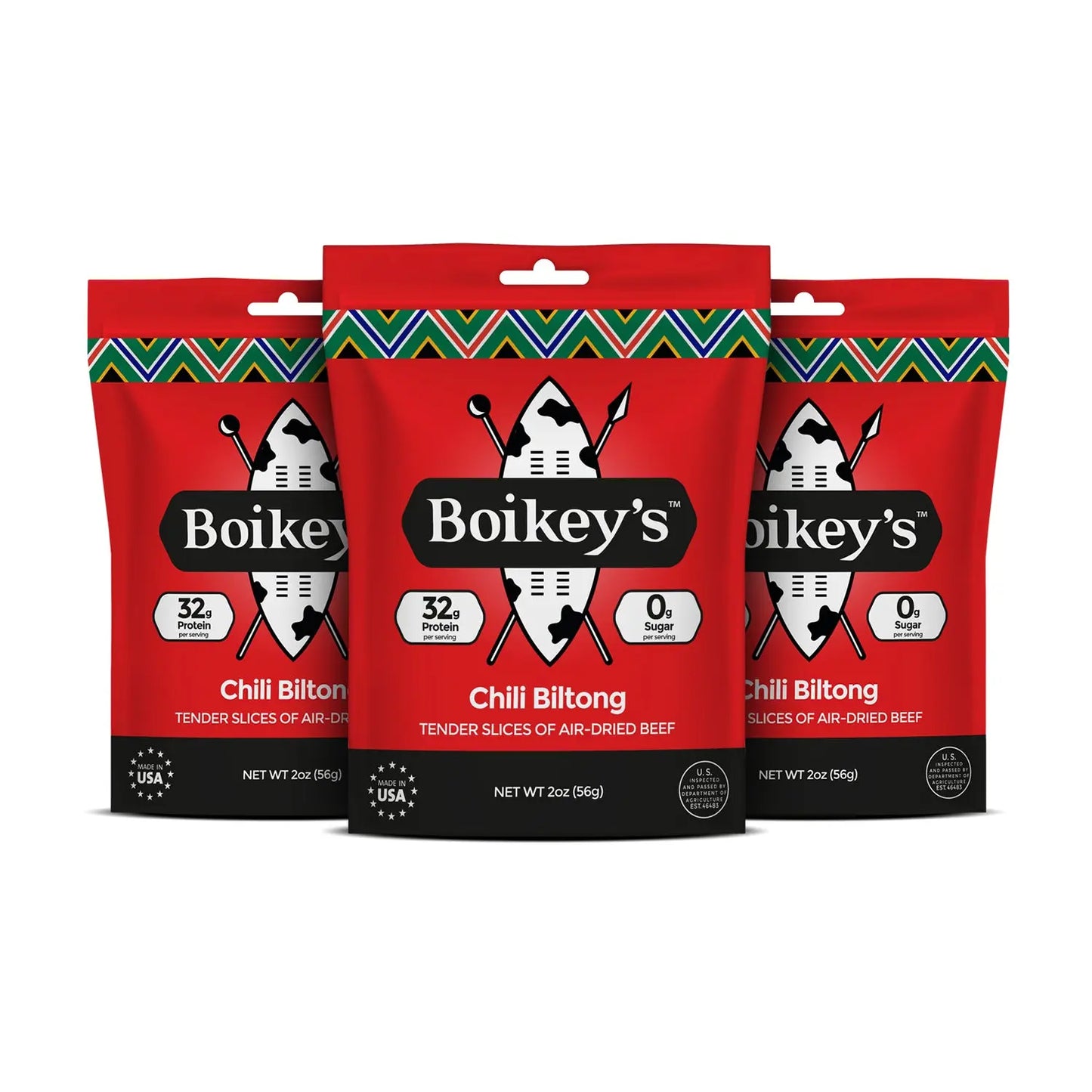 3 Pack Healthy Boikey's Chili Biltong Beef Jerky Box