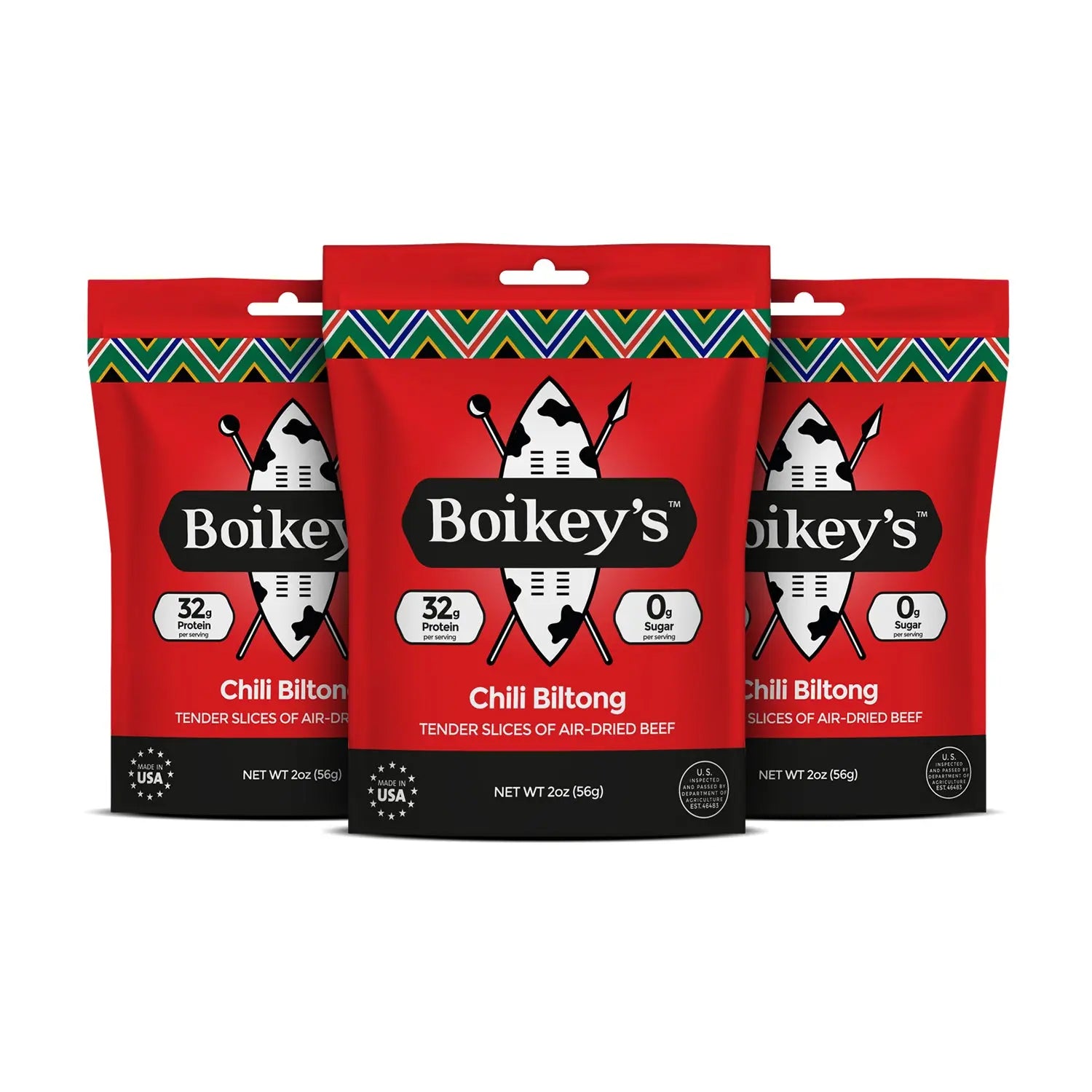 3 Pack Healthy Boikey's Chili Biltong Beef Jerky Box